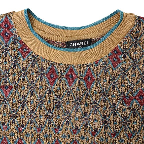 Chanel Patterned Long Sleeve Mini Dress in Multicolor Viscose - Picture 5 of 5